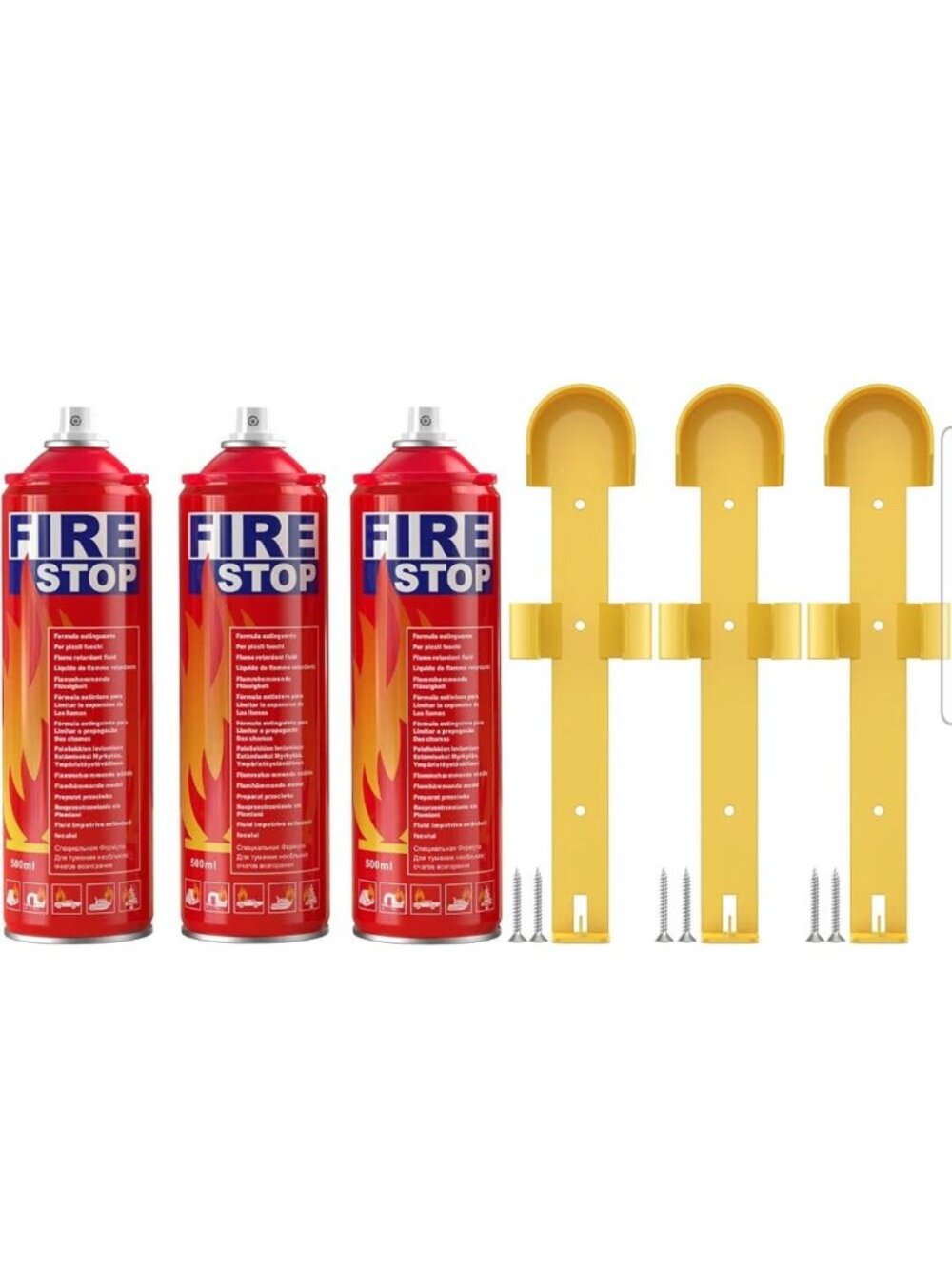 Fire Stop 3-Pack 500ml Fire Extinguisher With Wall Mounts For Multi-Scene Use